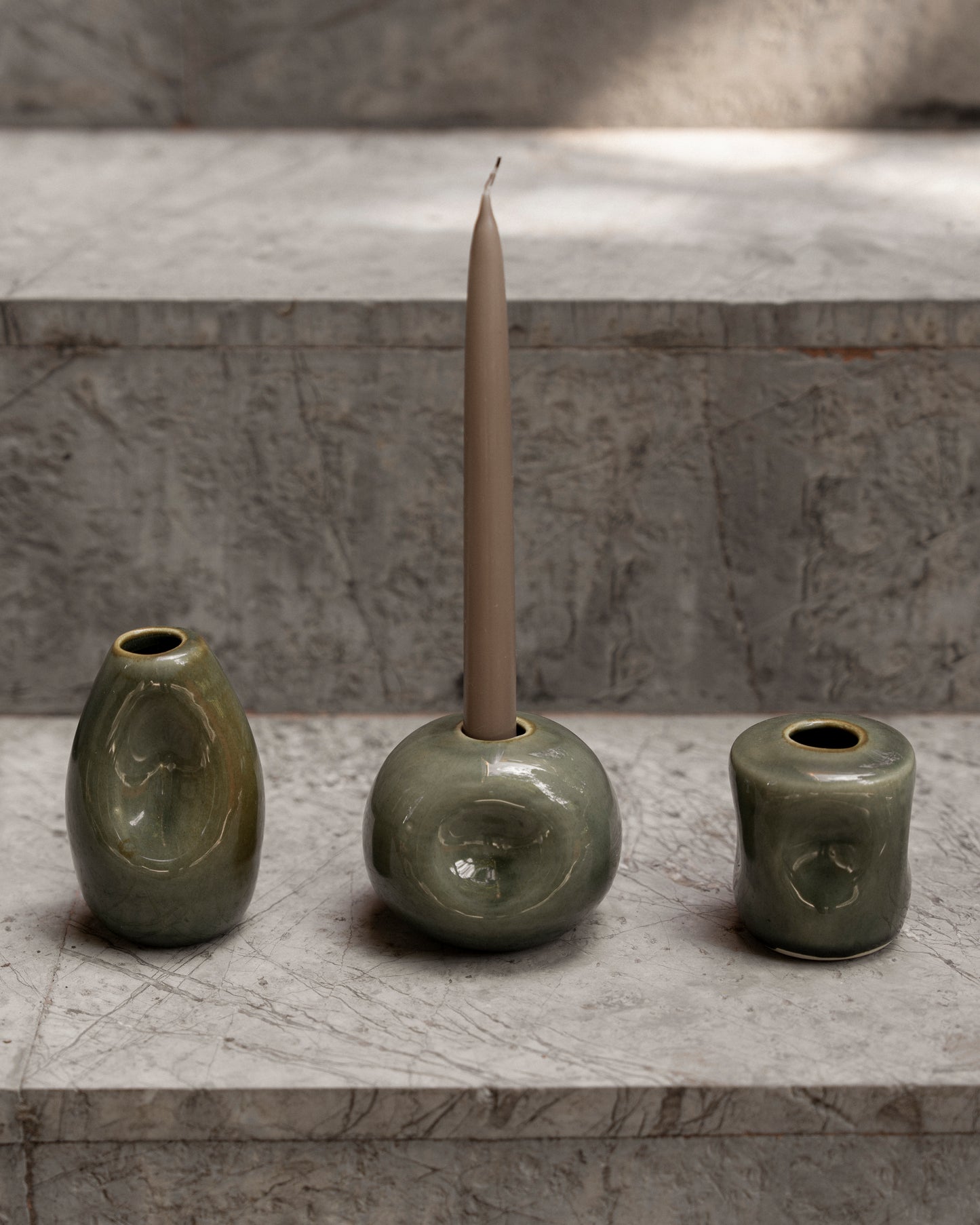 Set de 3 Floreros / Porta vela Duna