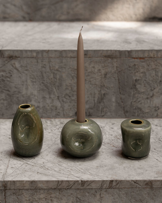 Set de 3 Floreros / Porta vela Duna