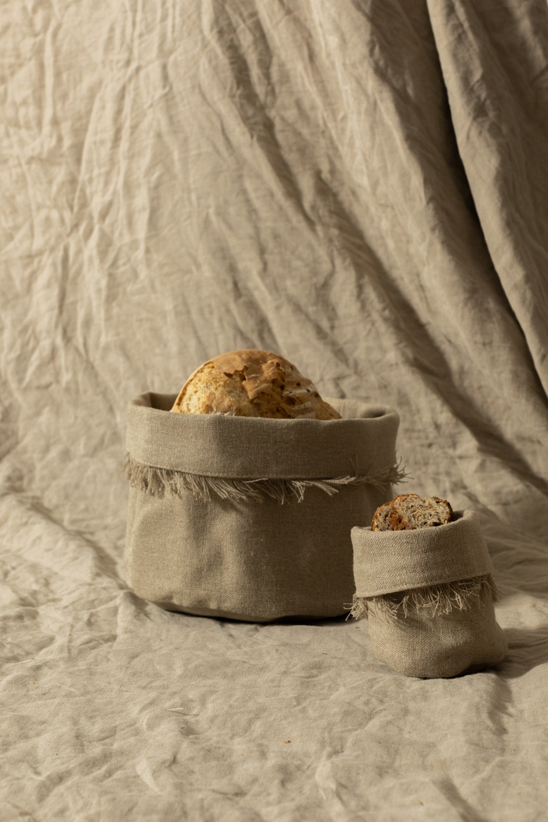 Paneras de lino Beige español - Colección Deshilado