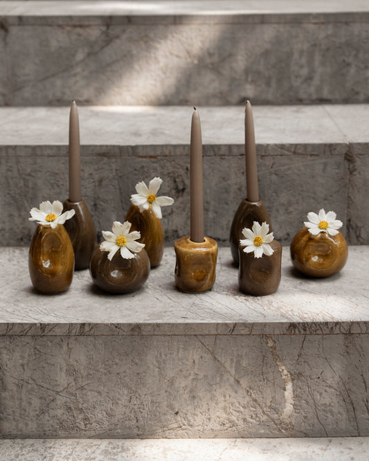 Set de 3 Floreros / Porta vela  Duna