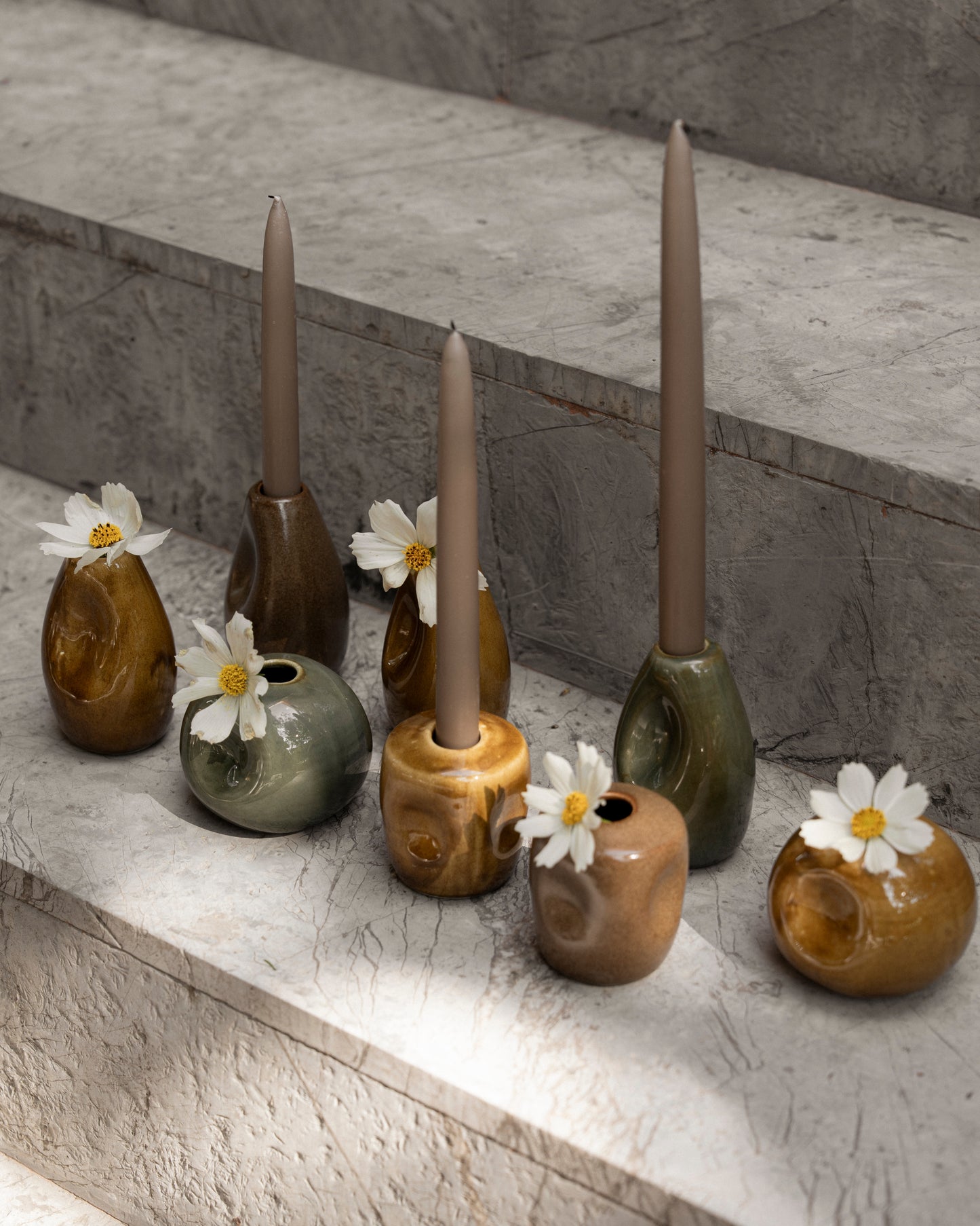 Set de 3 Floreros / Porta vela  Duna