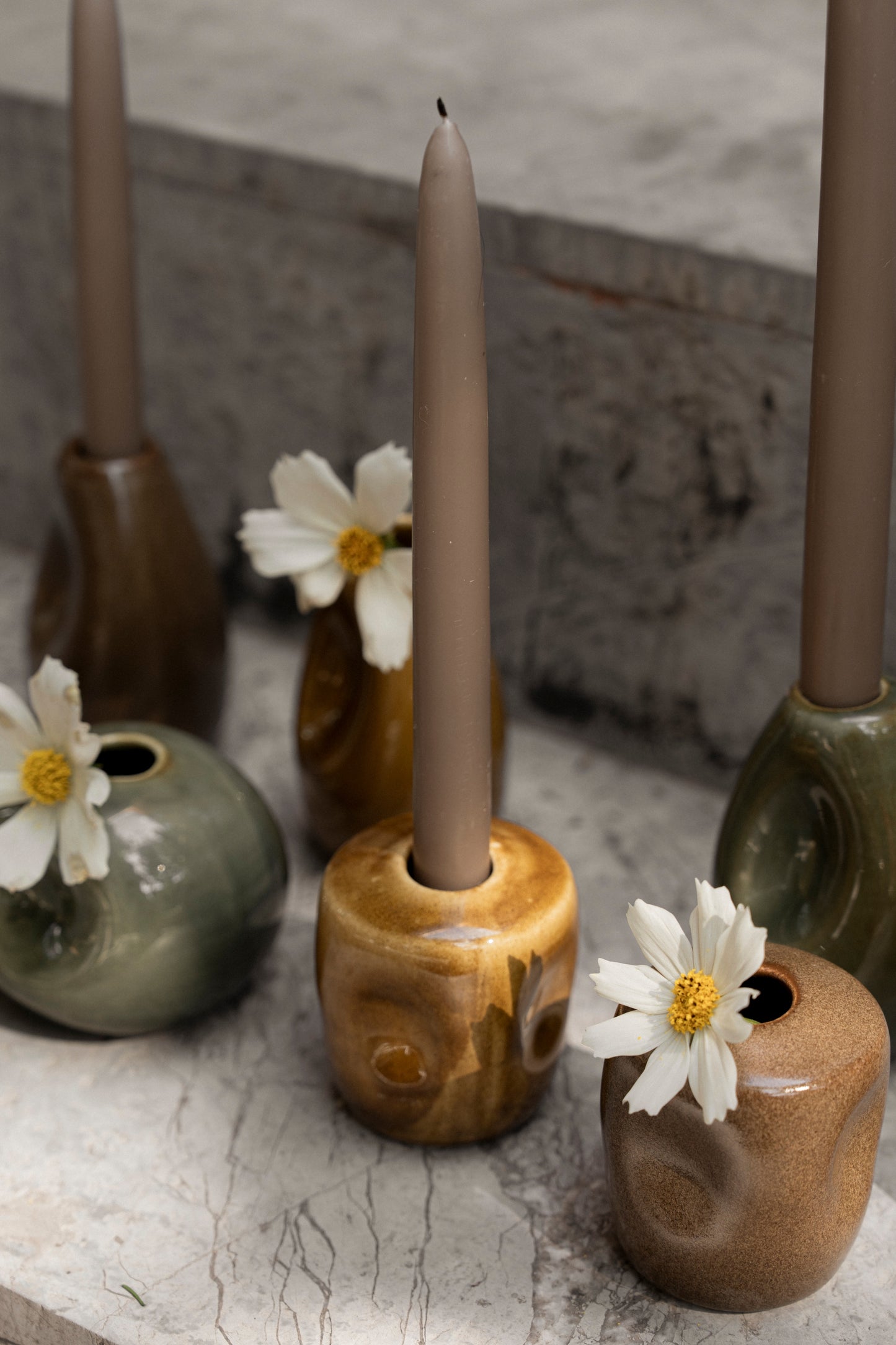 Set de 3 Floreros / Porta vela  Duna