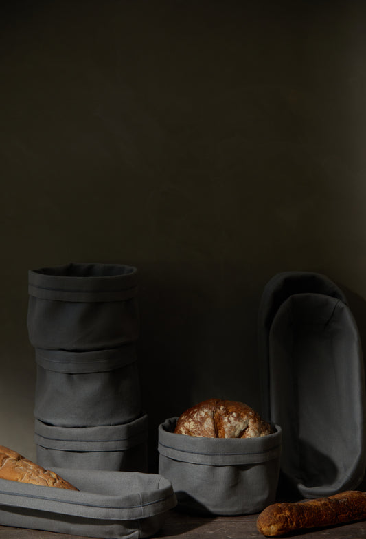 Paneras de lino Gris azulado español - Colección Festón