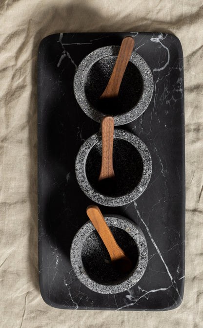 Set de 3 salseras Recinto + Charola