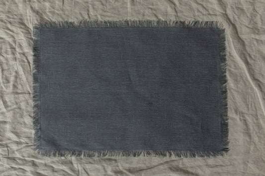 Servilletas / Individuales Gris oxford de lino sueco - Colección Deshilada