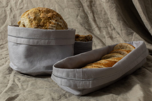 Paneras de lino Gris claro español - Colección Festón