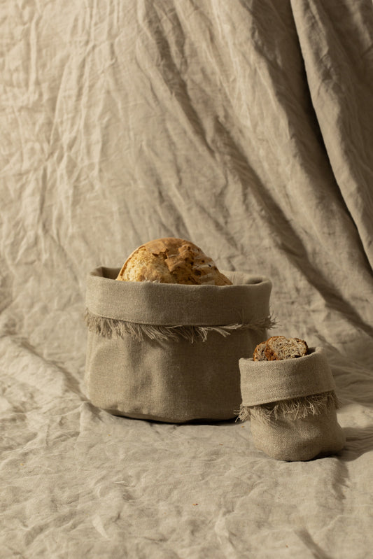 Paneras de lino Beige español - Colección Deshilado