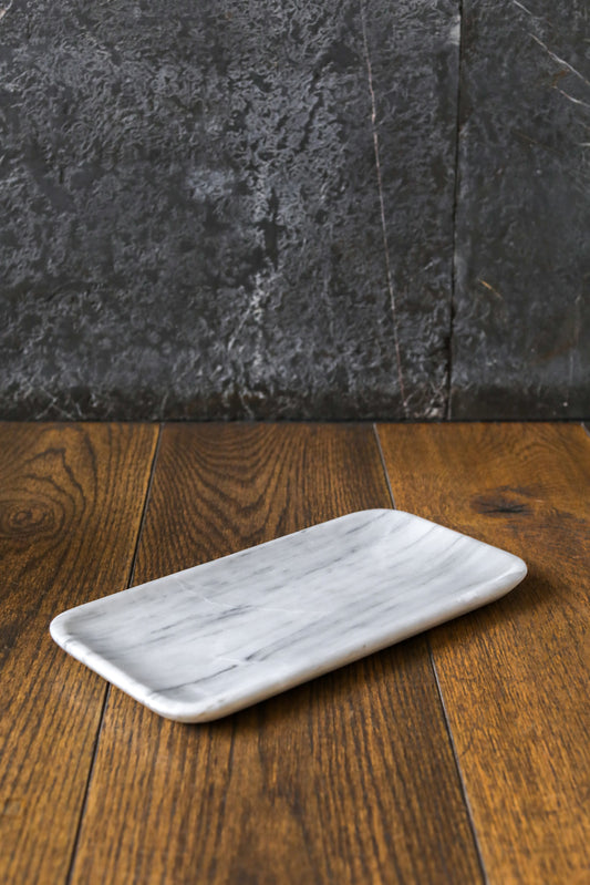 Charola Rectangular - Mármol Blanco Bego